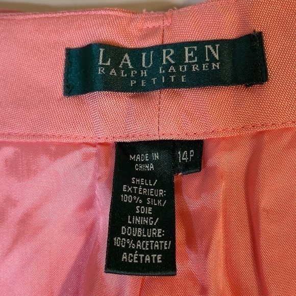 NWT. Lauren Ralph Lauren Silk Sandylan Sunset Double Layer Dress Pants. 14P - Picture 12 of 13